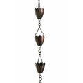 Patina Products Patina Products R260H Antique Copper Flower Cup Rain Chain - Half Length R260H